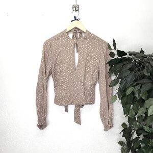 Abercrombie & Fitch Brown Polka Dot Top